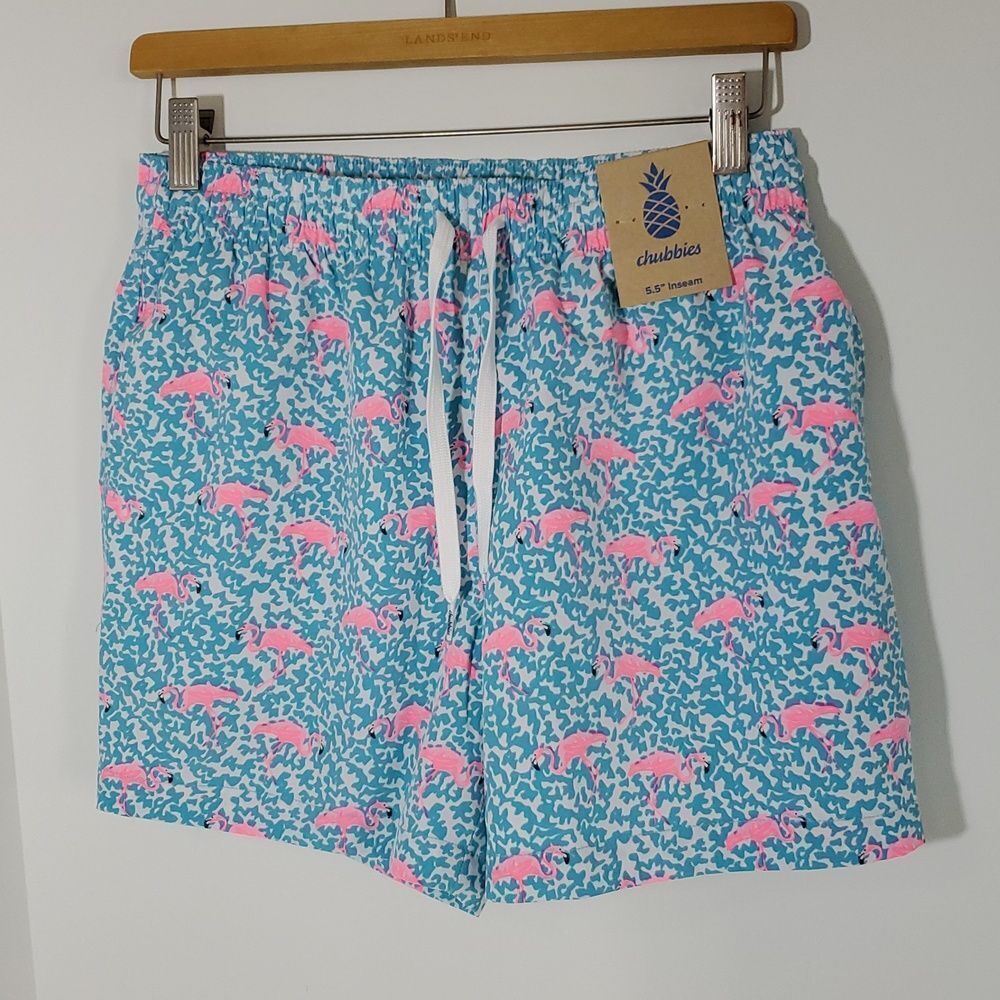 Chubbies The Domingos Are For Flamingos 5.5" Classic Swim Trunks S NWT